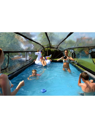 Бассейн EXIT с куполом 540х250х122 см "черная кожа" + тепловой насос